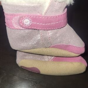 Stride Rite Sparkly Pink and Beige Baby Shoes